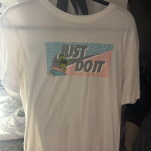 Nike White Tee with Blue Graphic